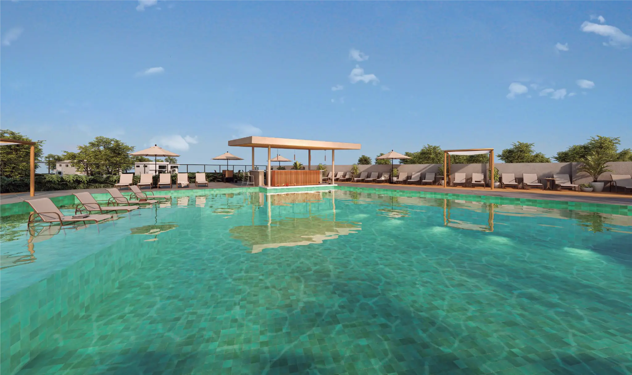 Piscina com bar molhado